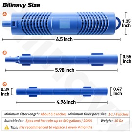 Bilinavy Spa in-Filter Mineral Sticks Parts for Hot Tub Filter Cartridge, Last for 4 Months, Bule, 2PCS