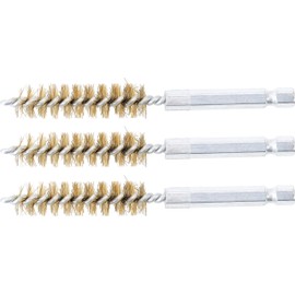 BGS 3078-12-M | Brass Brush | 3-Piece | 12 mm | Drive External Hexagon 6.3 mm (1/4 Inch) | Hole Wire Brushes | for BGS 3078