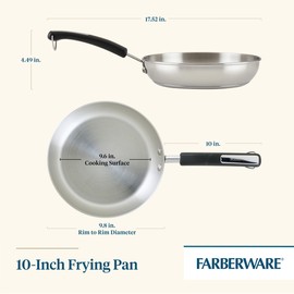 Farberware Brilliance Stainless Steel Frying Pan/Skillet,10 Inch, Dishwasher Safe and Induction Ready, Compatible with All Cooktops,Stainless Steel