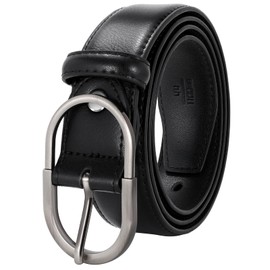 BELTROAD Mens Belt Casual Belts Every Day Leather Belt for Men Classic Work Dress Belt for Jeans Pants, Round Buckle-black, L for Waist 41"-46"