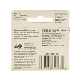 Surebonder 55138 Light Duty 3/8-Inch Leg Length, .441-Inch Crown Staples, Arrow JT21 Type, 1000 Count