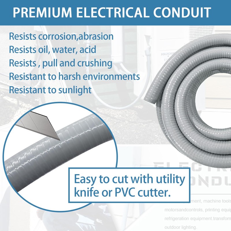 QSHFTO 1/2 Inch Liquid-Tight Conduit and Connector Kit - 25