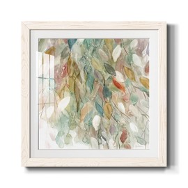 Nature White Barnwood Frame Wall Art, Rainy Cascade Modern Abstract Artwork, Vibrant Colors, Premium Gallery Prints Décor, White Mat & Plexiglass, 27" H x 27" W, Made in America