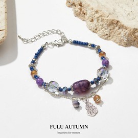 FULU AUTUMN Bead Bracelet Stretch Women's Bracelet Multilayer Boho Fashion Jewellery for Mum Grandma and Wife Birthday Gift, Stone, No gemstone