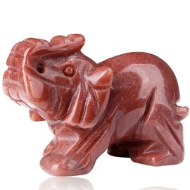 2" Strawberry Quartz Elephant Decor Cute Polished Natural Stone Hand Carved Pink Healing Crystal Sculpture Statue Figurines Gemstone Hippie Home Room Office Desk Decoration Gifts for Women Men