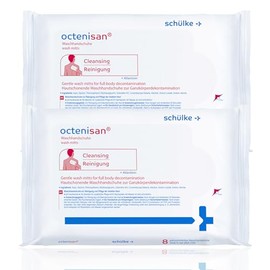 Octenisan Antimicrobial Wash Mitts 2 Pack - Total 16 Single-Use Octenisan Wash Mitts, Gentle & No-Rinse Formula - Ideal for Sensitive Skin, Fragrance-Free