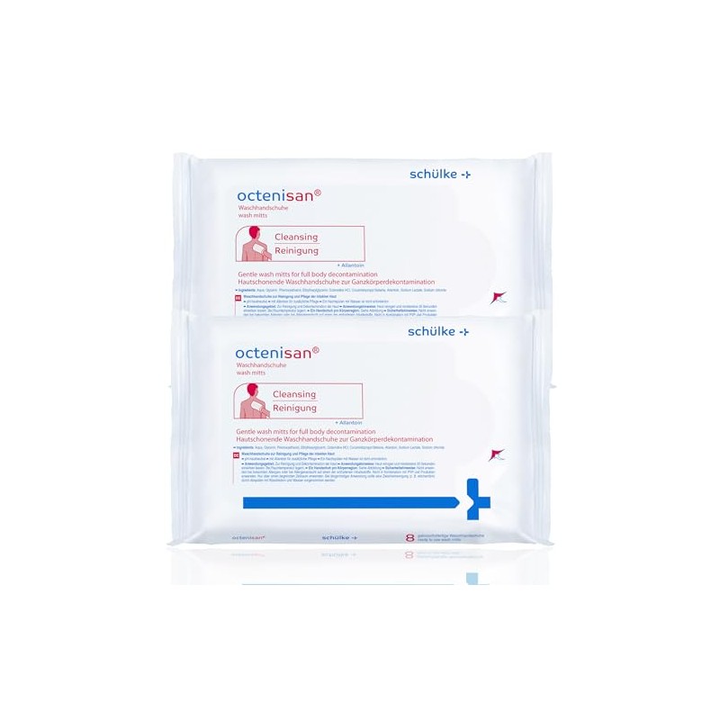 Octenisan Antimicrobial Wash Mitts 2 Pack - Total 16 Single-Use