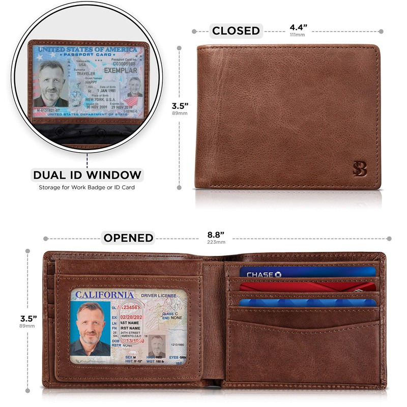 SERMAN BRANDS 2 ID Window Wallet for Men RFID Blocking