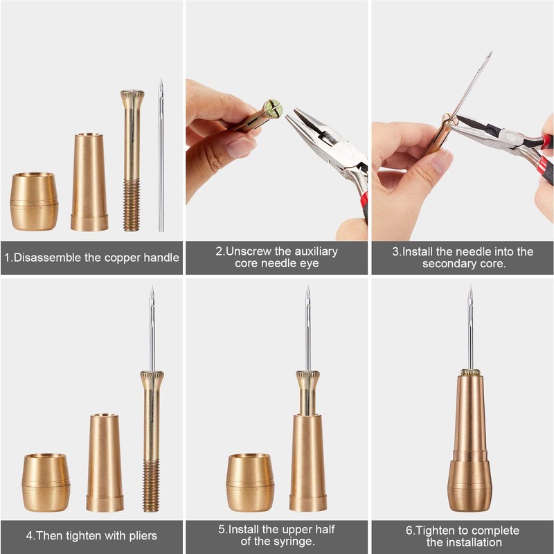 WILLBOND 6 Pieces Canvas Leather Sewing Awl Needle with Copper
