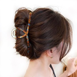 Wenlly retro style hair claw, 5 Inch cellulose acetate alloy hair jaw clips, non-slip strong hair barrettes, 1 piece, brown