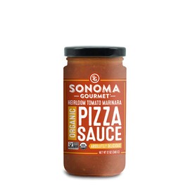 Heirloom Tomato Pizza Sauce Sauce by Sonoma Gourmet | Made With Fresh Organic Tomatoes & Sweet Basil | Vegan & Gluten Free | No Sugar Added | 12 oz Jars (6 Pack)