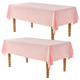 Glomii 2 Pack Light Pink Rectangle Table Cloths - Wrinkle Free Machine Washable Tablecloth, Polyester Wrinkle Free Table Cover for Dinning Room, Party, Buffet, Wedding, Restaurants, 147 x 180cm