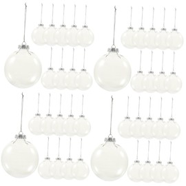 Pack of 40 Flat Christmas Baubles Christmas Tree Baubles Ornament DIY Christmas Baubles Transparent Christmas Crafts Candy Boxes for Wedding Fillable Baubles TOPBATHY