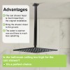 Easy Install Square Ceiling Shower Arm, Chrome Plated Adjustable Pipe