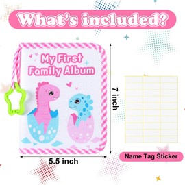 Baby Photo Album – My First Soft Cloth Family Photo Book with Baby-Safe Mirror & Name Tag Stickers, Holds 17 4x6 Photos (Dinosaur Eggs) – Easter Gift & Birthday Gift