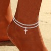 Clataly Cross Ankle Bracelets, Glitter Waterproof Adjustable Ankle for Women,