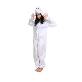 Adult Animal Costumes Unisex Pajamas Fancy Dress Outfit Cosplay Onesies (White Rabbit)