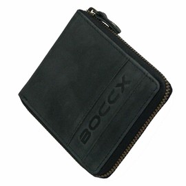 BOCCX GoBago Men's Wallet with Zip RFID Protection Vintage Purse Zip Wallet Black 40021z, black, purse