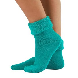 THERMAL SOCKS | ANGORA TOUCH WINTER ANKLE SOCKS | WHITE, BLACK, DARK GREY, SOFT GREY, COFFEE, MOKA, HAZELNUT | ITALIAN HOSIERY | (Turquoise)