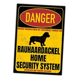 Rauhaardackel Sign Danger Security System Door Sign Dog Sign Dog Dachshund Teckel