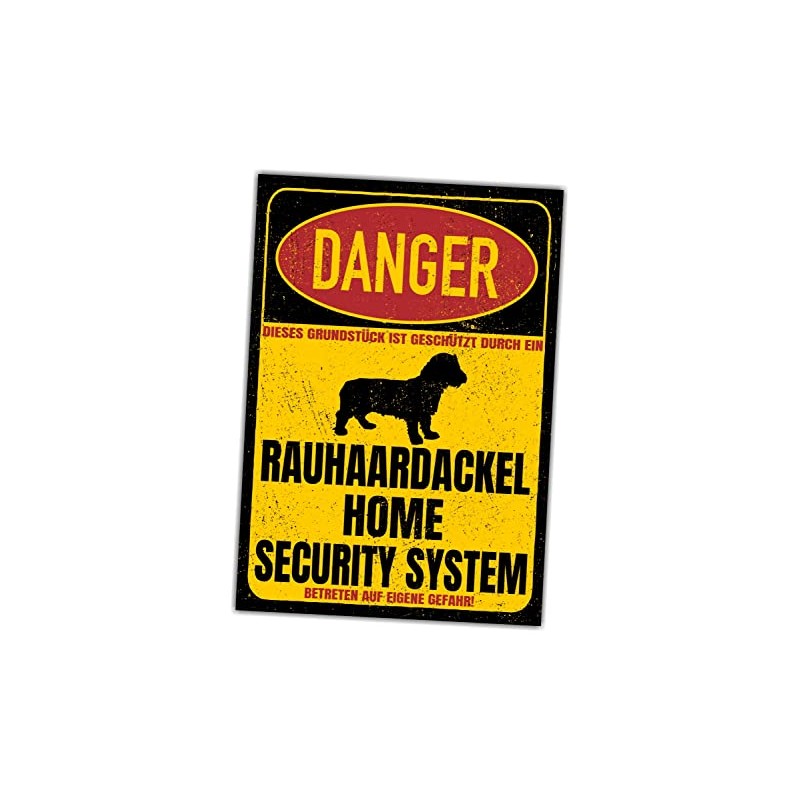 Rauhaardackel Sign Danger Security System Door Sign Dog Sign Dog