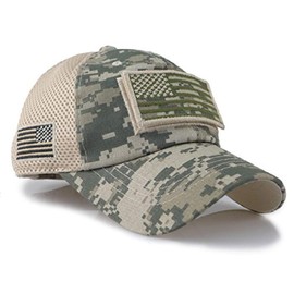 Pit Bull U.S. Flag Detachable Patch Micro Mesh Trucker Baseball Cap Hat (Green Dig Camo)