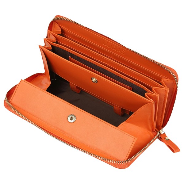 Molina Cowhide Leather Long Wallet, Round Zipper, Garson Wallet, Wide