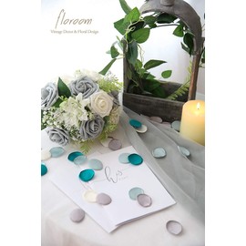 Floroom 300pcs Rose Petals Teal Green Faux Silk Flower Petals for Wedding Flower Girl Basket Aisle Scatter Cake Table Centerpieces Party Confetti Baby Shower Romantic Night Decoration Home Decor