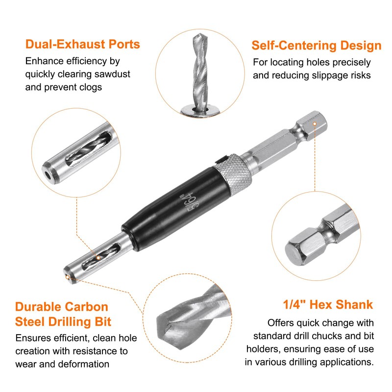 sourcing map 8pcs Self Centering Drill Bit Set 5/64-1/4" 5mm,