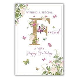 Nigel Quiney 'Special Friend' Female Birthday Card for Women/Girls - Butterflies & Flowers with Foil Details - Eco-Friendly & Recyclable