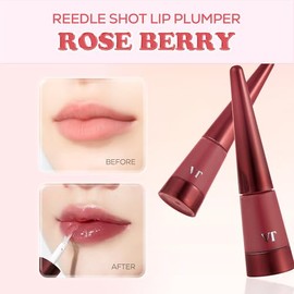 VT COSMETICS Reedle Shot Lip Plumper in Rose Berry, Hydrating Plumping Lip Gloss, High Shine Finish, Infused with Jojoba Oil & Hyaluronic Acid, Korean