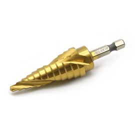 TEMO M35 Cobalt Spiral Flute Step Drill Unibit with Titanium Coating, 12 Sizes 3/16 Inch (4.8 mm) to 7/8 Inch (22.2 mm), 1/4 Inch Hex Shank