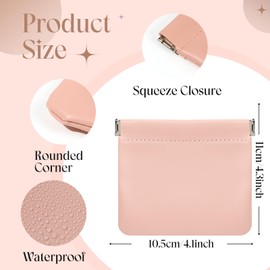 ISKYBOB 4PCS Small Makeup Bag for Purse, Portable Lambskin Pocket Cosmetic Bag Squeeze Top Coin Purse for Women Snap Closure Organizer Pouch Mini Self-Closing Lipstick Pouchic for Travel (Summer)