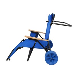 Dyncan 2-in-1 Beach Cart Chair with Wheels, Adjustable Reclining Positions, Lightweight and Portable, Light Blue