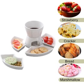 Fondue Pot Set,Ceramic Butter Warmer Set with 4 Forks and 4 Dishes,Cheese Fondue Pot,Fondue Pot Melting Pot Set,Melt Hot Pot Bowl Set For Cheese Chocolate Butter Caramel