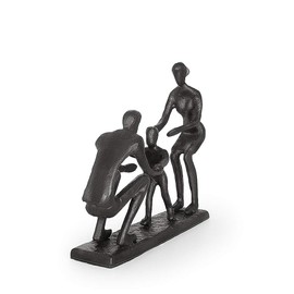 Aoneky Metal Family Art Sculpture, Mother Father and Child - Rustic Abstract Cast Iron Figurine Home Decor Statue - Present for Couple Anniversary Christmas (Family of 3)