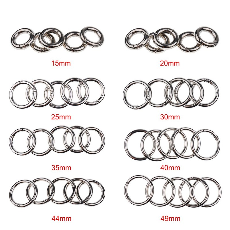 SONONIA 5pcs Round Snap Open Hook Spring Ring Keychain Carabiner