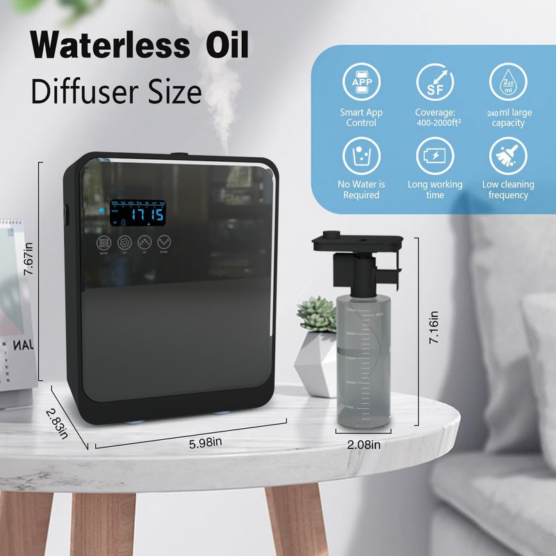 Smart Aroma Diffuser for Home & Business, 240ml Waterless Essential