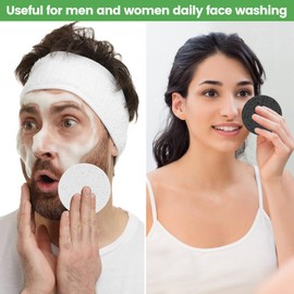 Pack of 30 Large Compressed Face Sponges for Men and Women, 80 mm Reusable Natural Cellulose Cellulose Face Sponges Washing Face Sponge, Round Face Scrub Pad