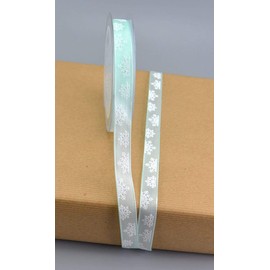 Snowflakes Decorative Ribbon Mint 20 m x 15 mm Mint Green Gift Ribbon Christmas Ribbon with Wire Snowflakes Winter Decoration Ribbon