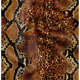 Soimoi Orange Cotton Canvas Fabric Leopard & Snake Animal Skin Print Fabric by The Yard 42 Inch Wide