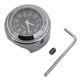 TOTMOX 2pcs 7/8 Inch Motorcycle Handlebar Clock and Thermometer Universal Waterproof Motorcycle Handlebar Clock (Black)