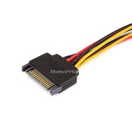 Monoprice SATA Cable - 1 Feet - SATA 15-pin Male to 4-pin Molex and 4-pin Power Cable