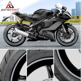 Autodomy Motorcycle Rim Stickers Complete Set for 2 Rims from 15" to 19" Inches | Weather Resistant Motorcycle Wheel Sticker (Silver, 10 mm)