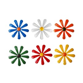 FIMWOLZ Set di 6 decorazioni da parete in metallo a forma di margherita, decorazioni floreali per giardino, terrazza e spazi esterni (colorato)