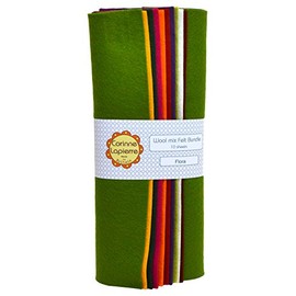 Corinne Lapierre Wool Mix Felt 9 Inch Squares x 10 - Flora