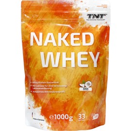 TNT True Nutrition Technology TNT Naked Whey (Kokos) + Laktase • 1kg Whey Protein Konzentrat • Eiweißpulver mit toller Löslichkeit & Geschmack • Proteinpulver