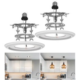 tebio 5" and 6" Recessed Can Light Conversion Kit 2-Pack, Light Fixture Upgrade, Pendant Light, Fan Compatible, Includes 7¾ Inch Decorative Plastic Medallion, White Finish