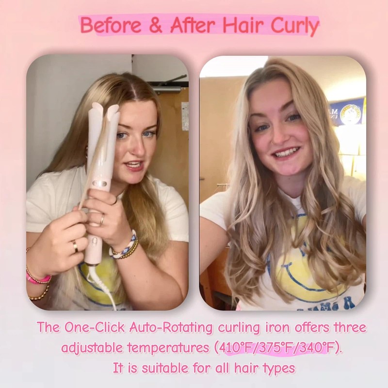 VAV Automatic Curling Iron 1.25” Rotating Hair Curler for Long/Medium