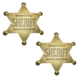 iMagitek 2 Pack 2.6 Inch Mental Western Sheriff Badge, Metal Police Badge, Old Western Cop Star Badge Gifts Costume Cosplay Prop